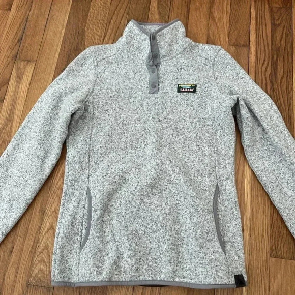 LL Bean Sweater Women's Misses Gray Fleece Rugged Knit Snap Casual Size XS - Picture 3 of 7